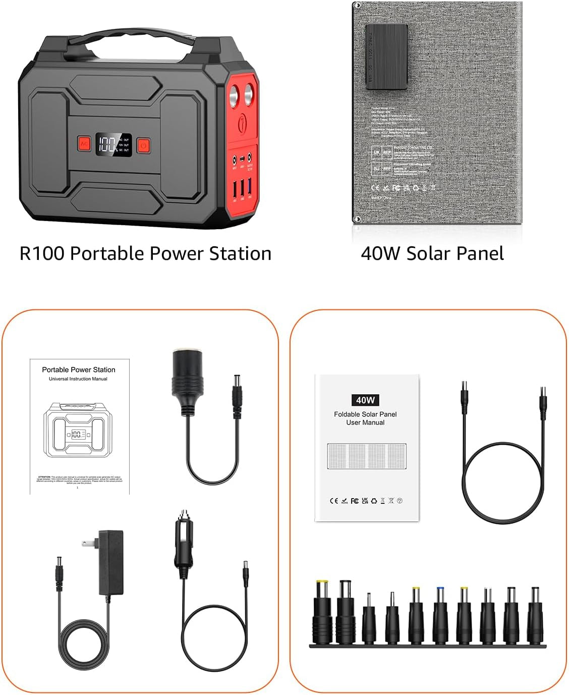 Solar Powered Generator, 100W Portable Power Station with Solar Panels 40W