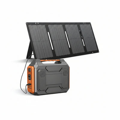 Portable Power Station with Solar Panel 60W,300W Solar Generator with Panels,100W Portable Power Bank 110V AC Outlet Fast Charging External Laptop Battery Pack for Camping Smart Device RV Van Outdoor