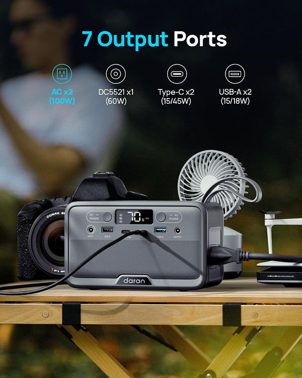 Portable Power Station 100W with 25W Solar Panel Lifepo4 Battery Power Bank With110V AC Outlets Solar Generator Fast Charging for Hurricane Emergency,Outdoor Use,Off-Grid Traveling