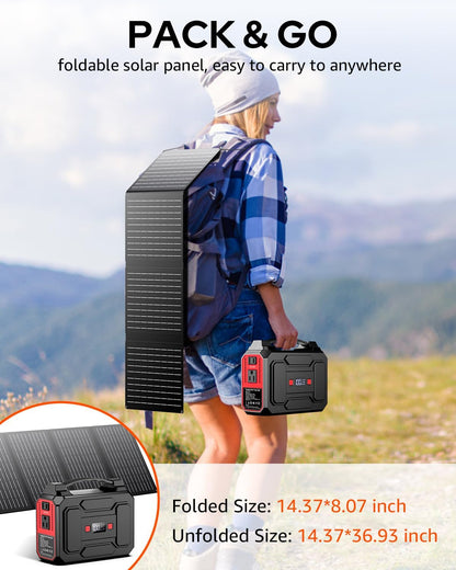 Solar Powered Generator, 100W Portable Power Station with Solar Panels 40W