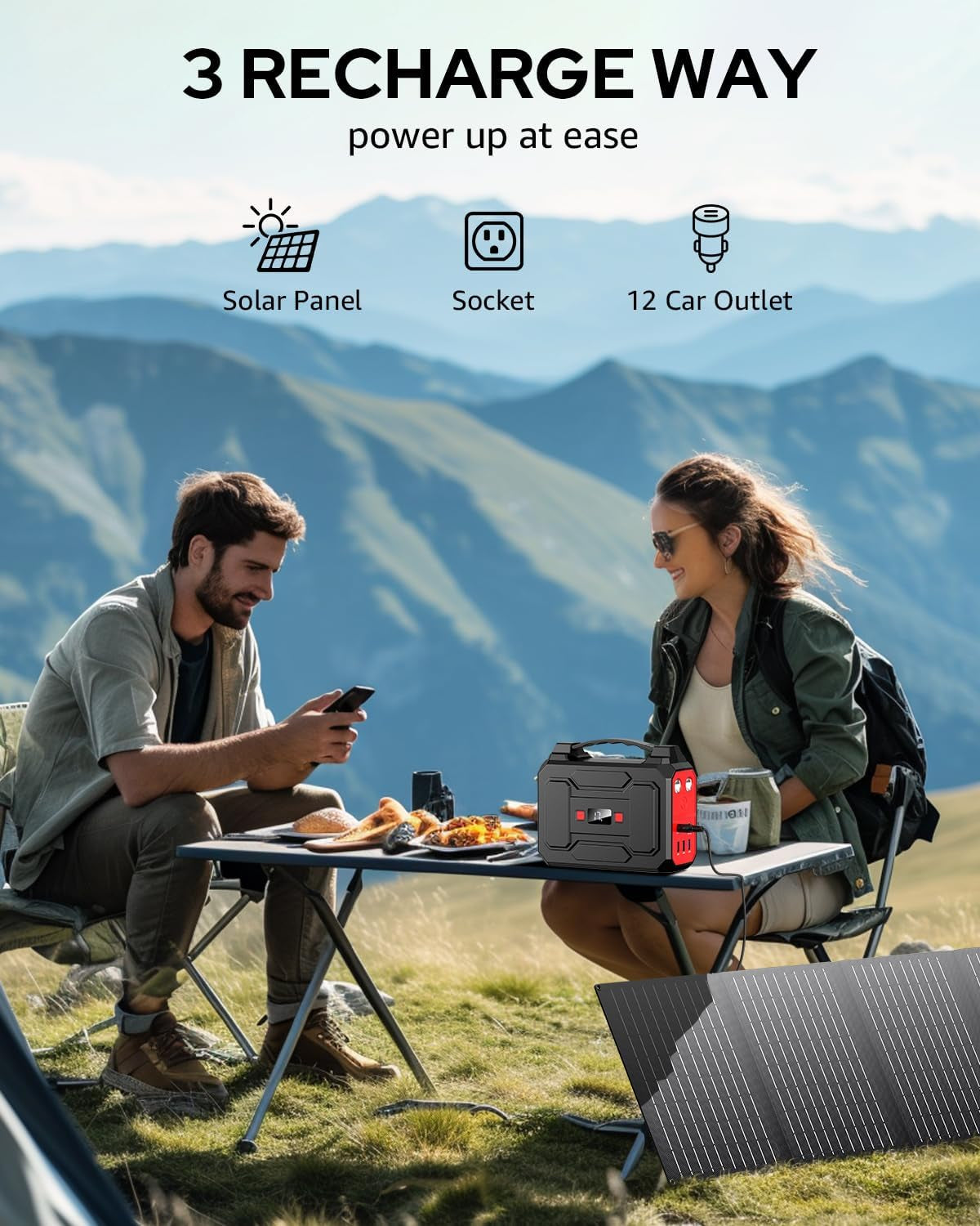 Solar Powered Generator, 100W Portable Power Station with Solar Panels 40W